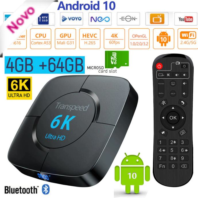 Android box Android 10 Kodi 19+ 4/64GB predvajalnik 6K 4K