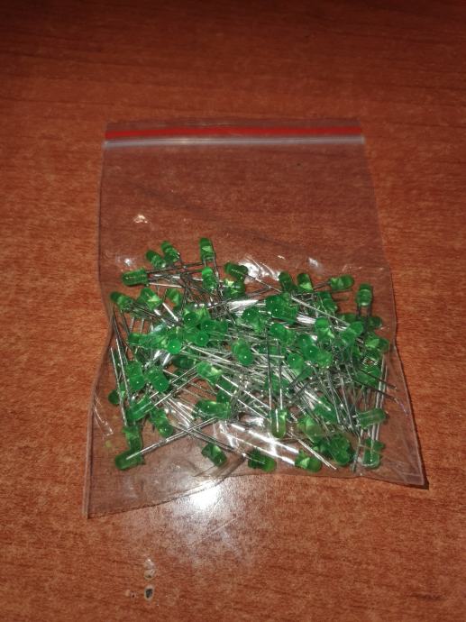 Led 3mm TH Green - Ledice 3mm Zelena Barva 100 kos