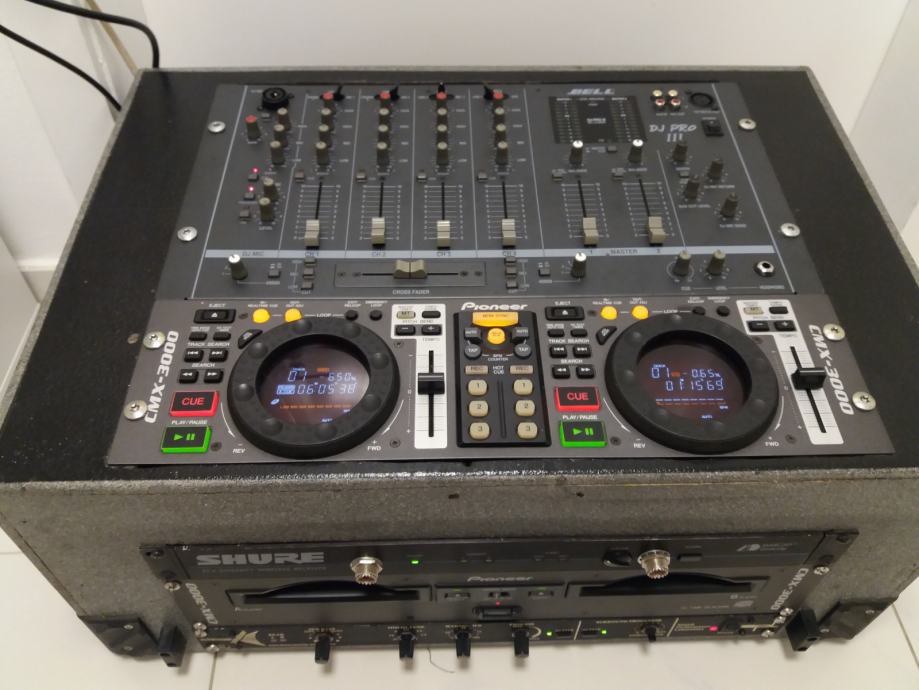 Prenosni DJ set : Pioneer CMX 3000, BELL mikser, Shure EC4, SPL vitali