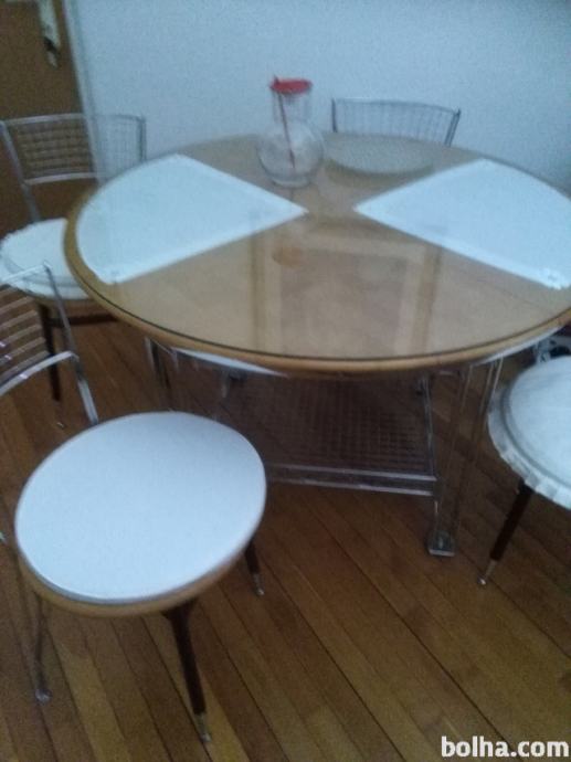 reprezentančna miza ( les, krom) + 4x stoli
