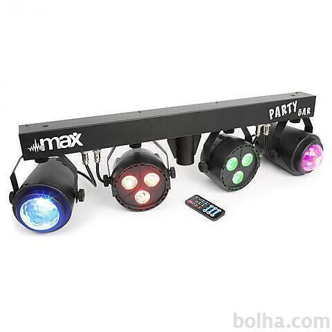 MAX LED-partybar 2xpar-rgbw-leds + rgbw-jellball s stojalom in ir...