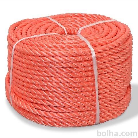 vidaXL Zvita vrv polipropilen 10 mm 250 m oranžna