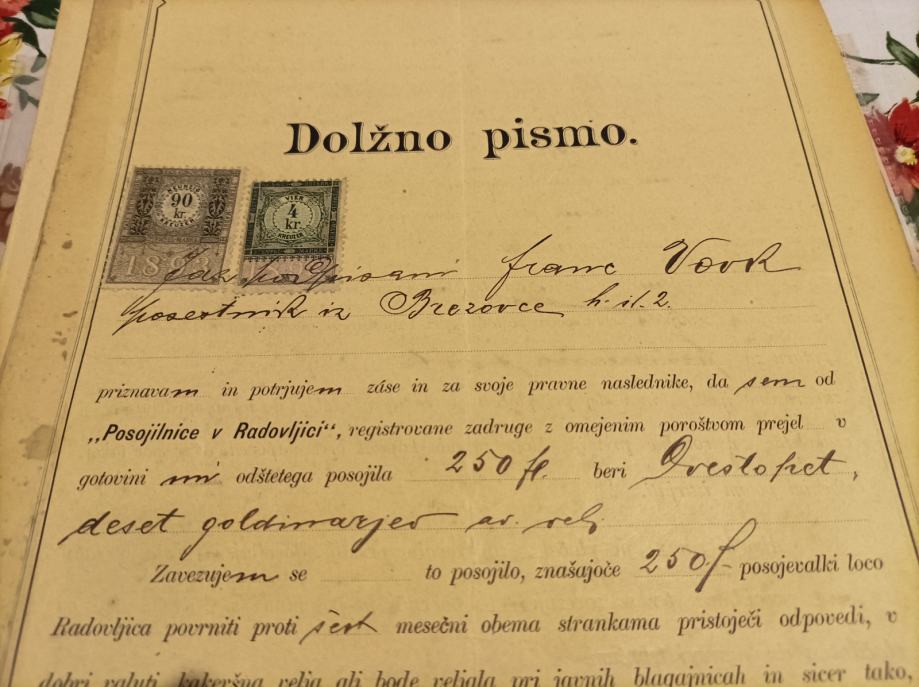 DOLŽNA PISMA - KORITNO, BOH. BELA, BREZOVICA, PODHOM, 1894/1898
