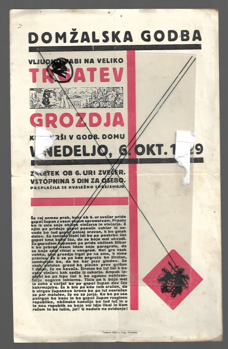 DOMŽALE - GODBA - OBIRANJE GROZDJA, 1929