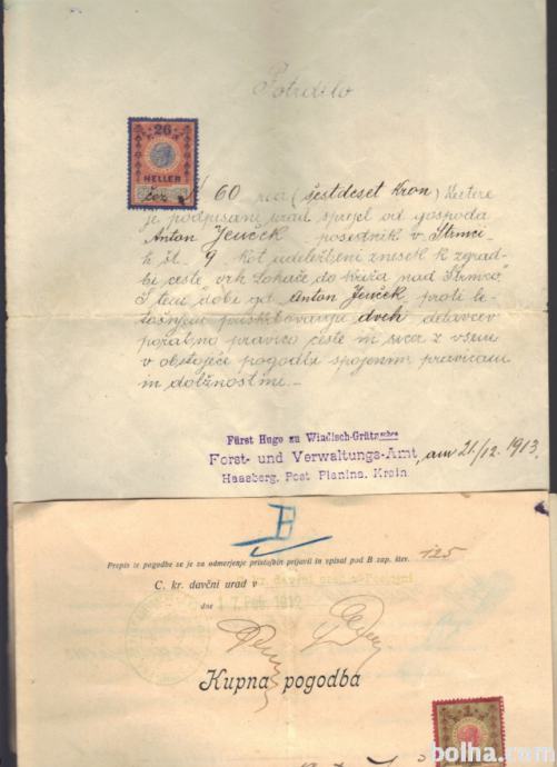 POSTOJNA, STRMEC - DOKUMENTI 19 x, 1909/1915