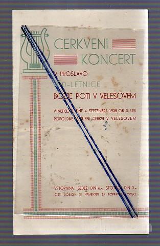 VELESOVO - CERKVENI KONCERT - 700 LETNICA, 1938