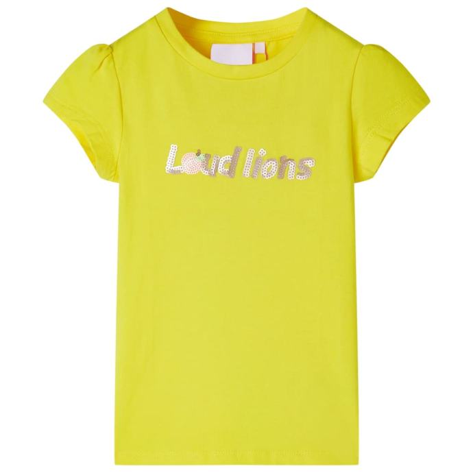 Otroška majica s kratkimi rokavi živo rumena 128