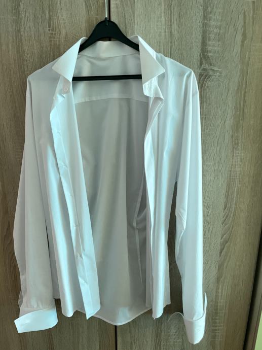 Elegantna moska bela srajca dolg rokav rocno izdelana pri krojacu