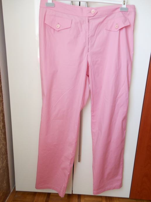 Ženske dolge hlače roza elastične 44 XL