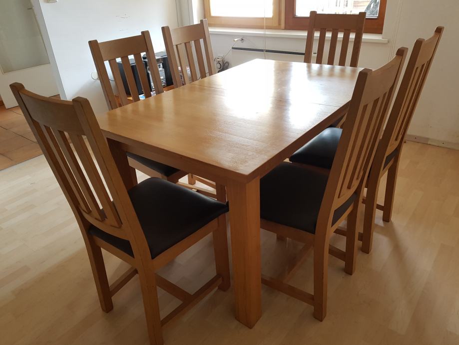 Jedilna miza hrast masiva 140 x 90cm in 6 stolov