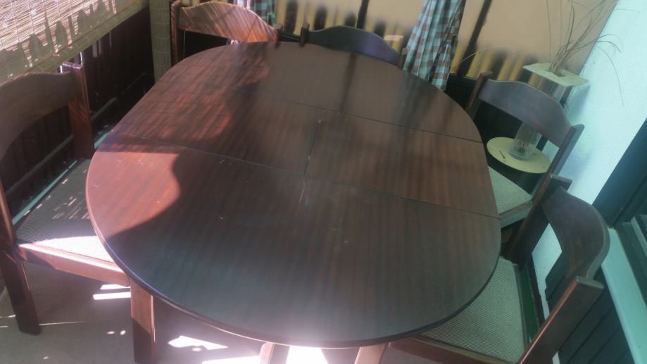jedilna miza premera 110 cm, temno rjava