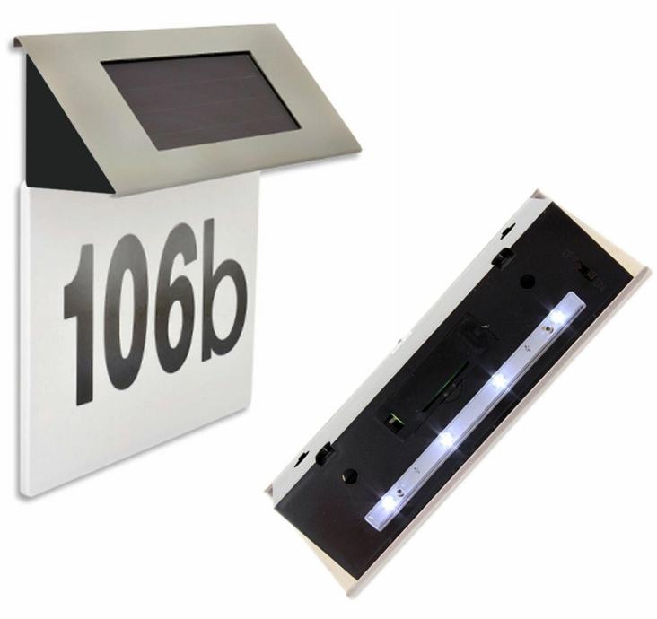 Inox LED solarna hišna številka na tablici 17cm