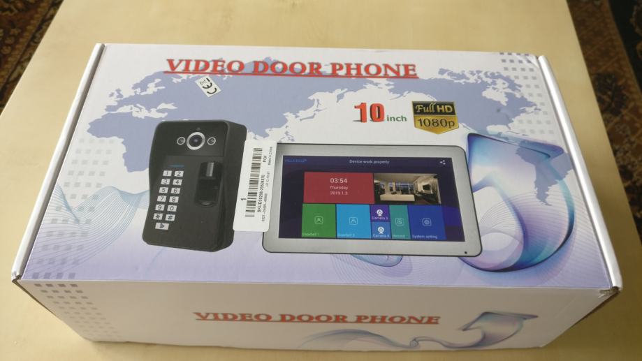 Video domofon wifi, 10" ekran, RFID, pin koda, prstni odtis