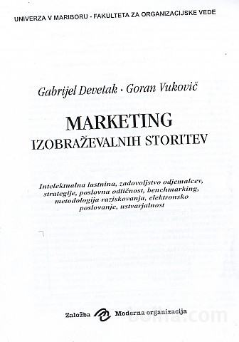 Marketing izobraževalnih storitev - Devetak, Vukovič (znižano)