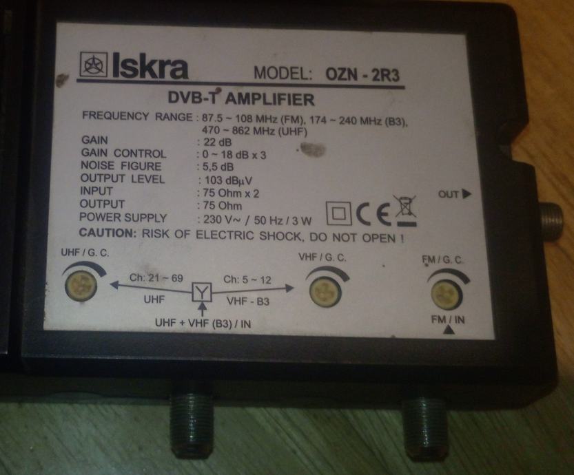 DVB-T Amplifier, ojačevalec Iskra OZN - 2R3