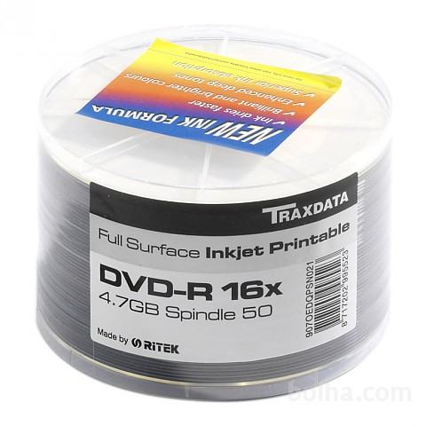 Traxdata DVD-R 16x 4.7GB Full Surface White Printable 50 kom