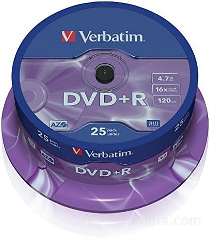 Verbatim 43500 4.7GB 16x DVD+R Matt Silver - 25 Pack Spindle