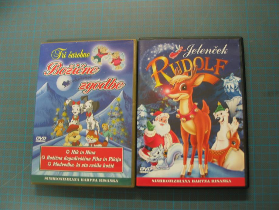 Risanki Tri čarobne božične zgodbe in Jelenček Rudolf, DVD, prodam