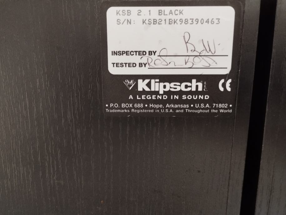 KLIPSCH KSB 2.1, dvosistemski zvočniki, 85W