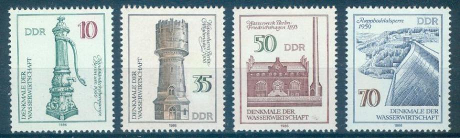 DDR,1986, VODOOSKRBA,ČISTE ZNAMKE-DEAN 1953