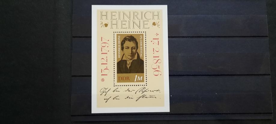 Heinrich Heine - DDR 1972 - Mi B 37 - blok, čist (Rafl01)
