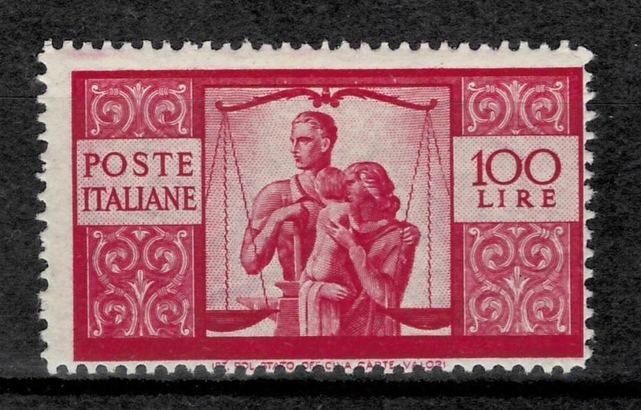 Italija 1945 100 L ☀ Karmin sas565, SG 669 (kat. £550)