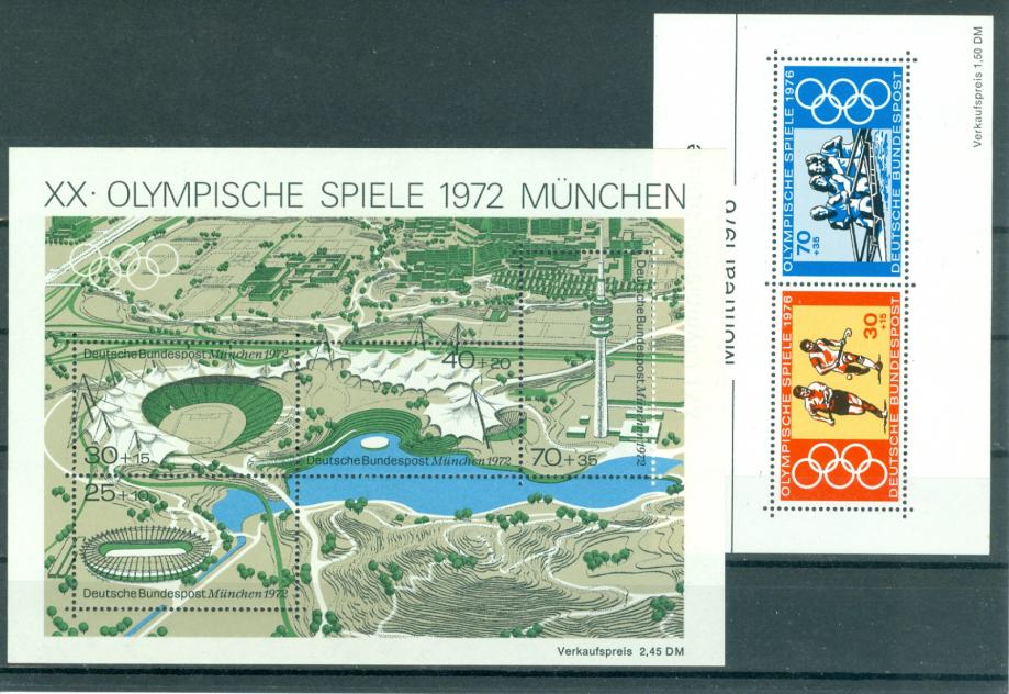 Nemčija 1972, 76 olimpiada šport 2 blok MNH**