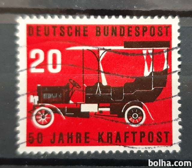 poštni avto - Nemčija 1955 - Mi 211 - žigosana znamka (Rafl01)