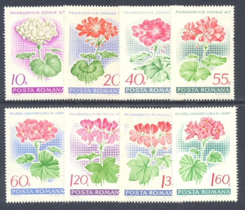ROMUNIJA 1968 RASTLINE FLORA CVETJE ROŽE ** Mi 2686/2693 * serija (39)