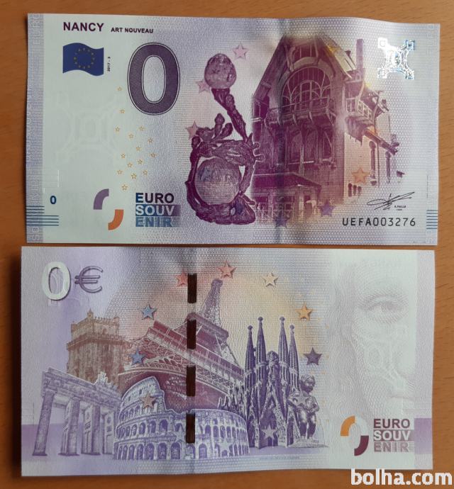 0 euro Nancy 2017 spominski bankovec UNC