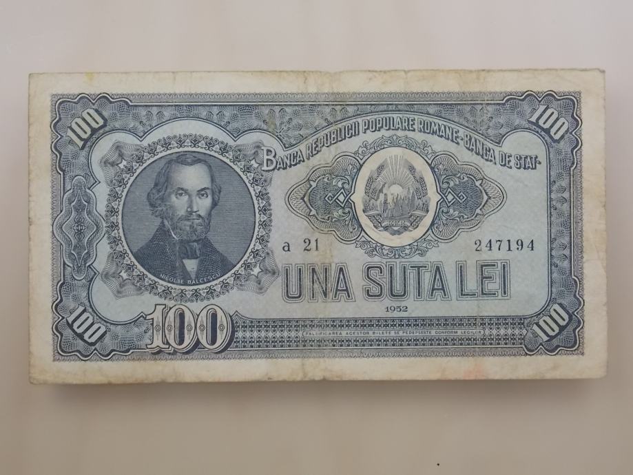 100 LEI 1952 Romunija - Redkost