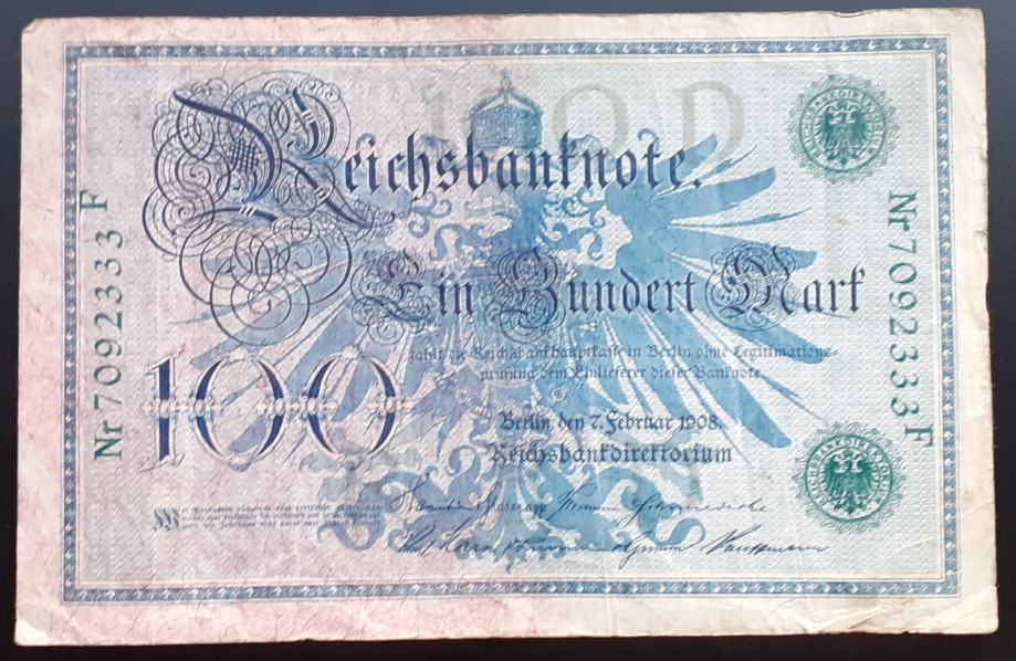 100 mark nemčija 1908 vf