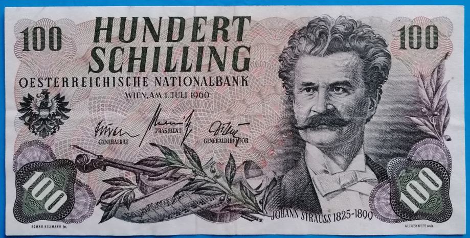 Avstrija, 100 šilingov 1960, VF