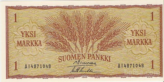 BANKOVEC 1 MARKKA- PANKKI P98a.16 (FINSKA) 1963.UNC
