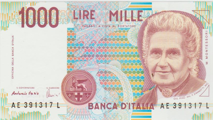 BANK.1000 LIRE P114a.1 "MARIA MONTESSORI" (ITALIJA)1990.UNC