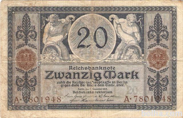 BANK.20 MARK P63-7ŠT. (NEMŠKI REICH NEMČIJA)1915.VF