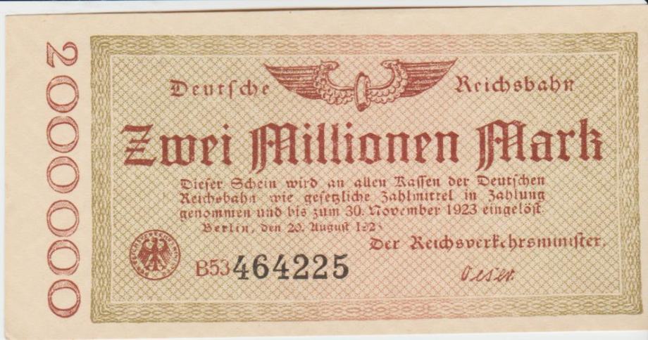 BANK.2000000 MARK P-S1012a.1-NEM.ŽELEZ.(N.REICH NEMČIJA)1923.aUNC/UNC