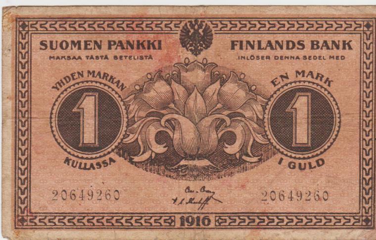 BANKOVEC 1 SUOMEN PANKKI P19 (FINSKA) 1916.VF
