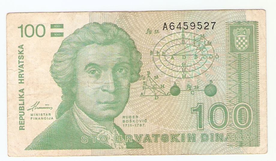 BANKOVEC 100 dinarjev 1991 Hrvaška