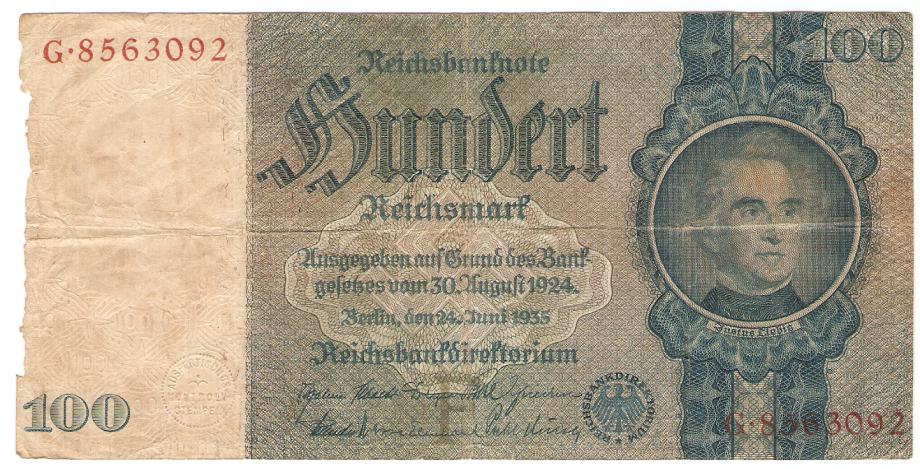 BANKOVEC  100 mark 1935   Nemčija