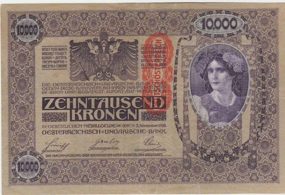 BANKOVEC 10000 KRONEN P64 (AVSTRIJA AVSTROOGRSKA)1919(1918) XF