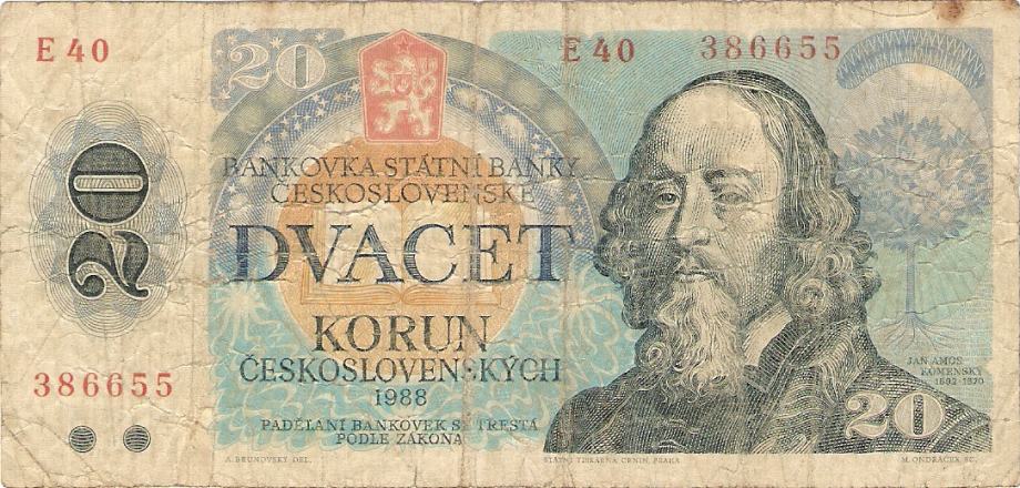 BANKOVEC  20 kron  1988  Čehoslovaška