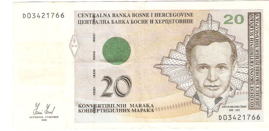 BANKOVEC 20 mark 2008 Bosna in Hercegovina