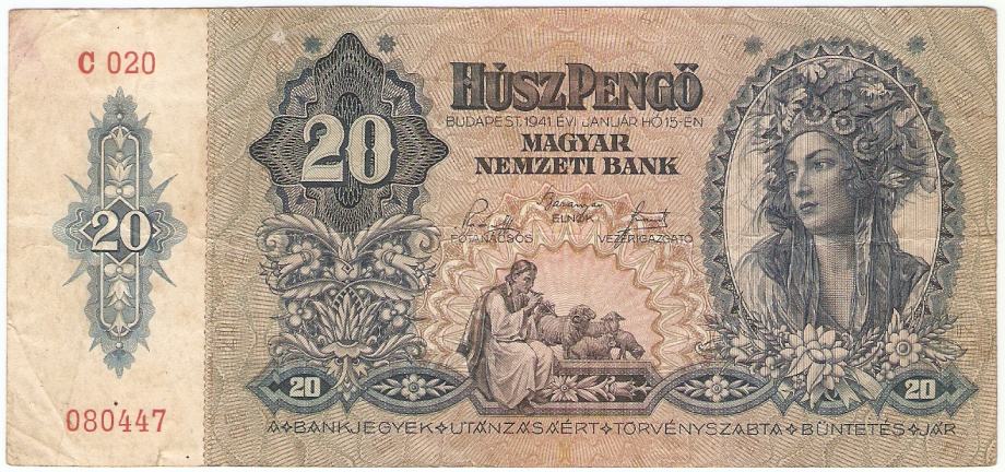 BANKOVEC 20 pengo 1941 Madžarska