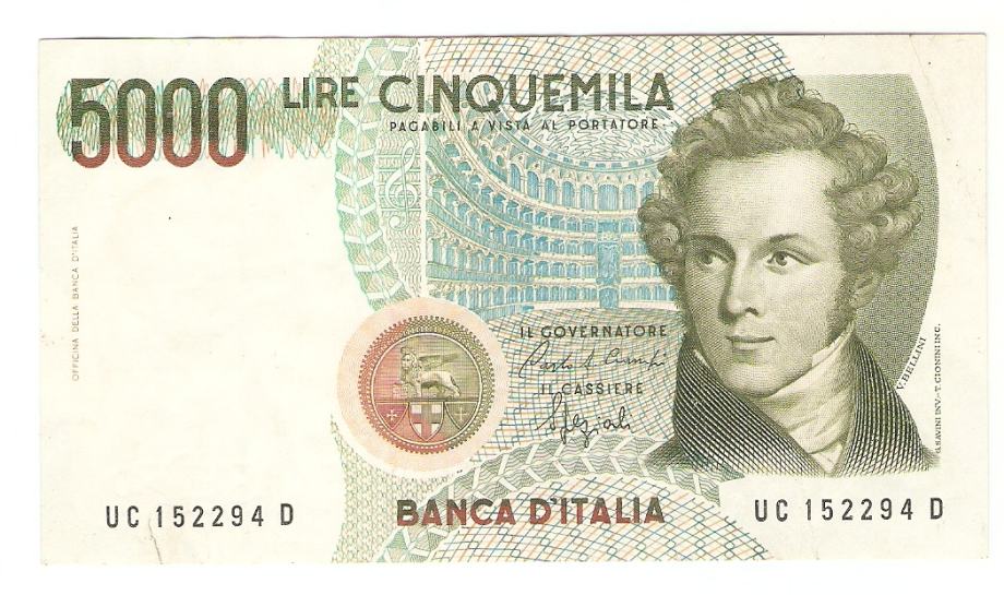 BANKOVEC  5000 lir 1985  Italija