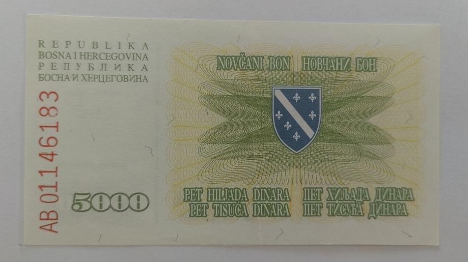 BiH P16a bon 5000 dinara 1993