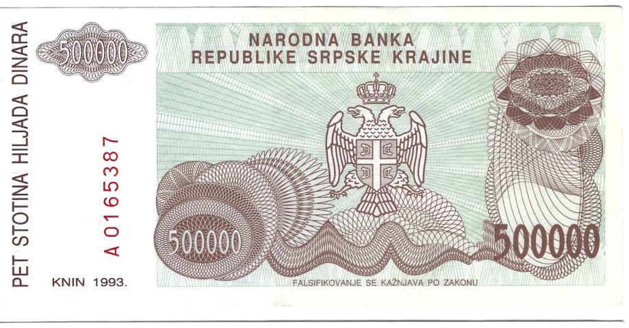 HRVAŠKA KNIN P-R23 500000 dinara 1993
