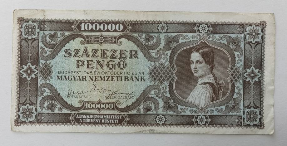 MADŽARSKA P121 100000 PENGO 1945