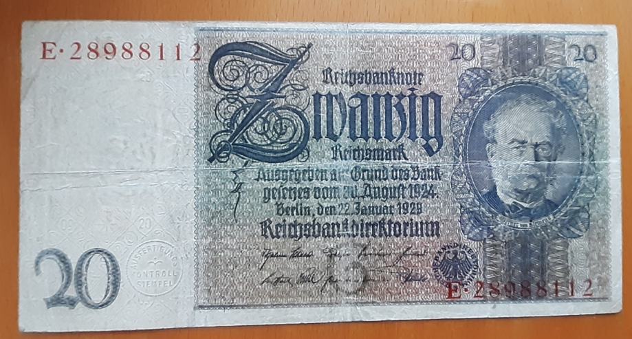 Nemčija 20 Reich mark 22.1.1929