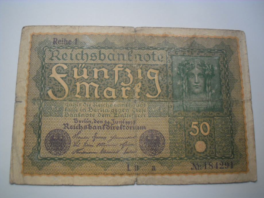 Nemčija Bankovec 50 Reichmark 1919 serija 1